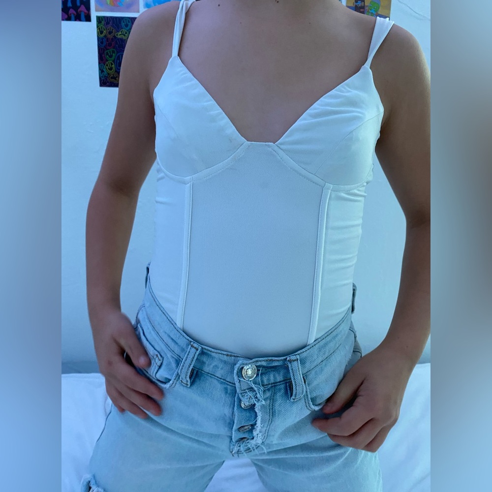 white princess polly corset top bodysuit adjustable straps